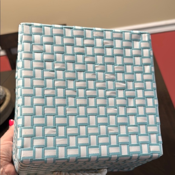 Woven Storage Basket with Rope Handles - Blue and White - Picture 4 of 4